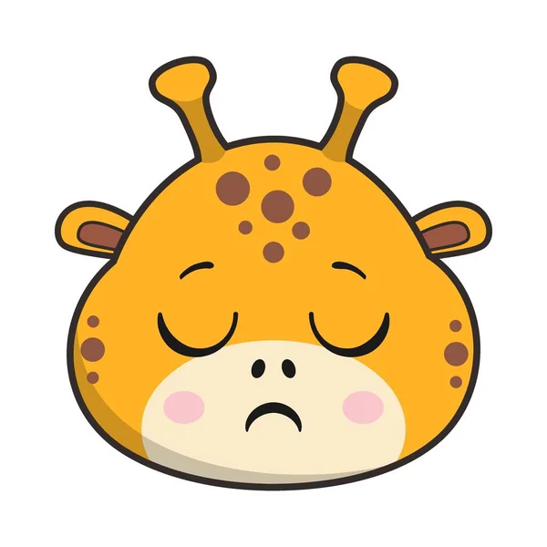 Giraffe Smirking Sleepy Face Sticker Emoticon Head Isolated - Stok Vektor