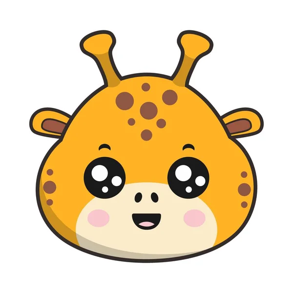 Sticker Visage Souriant Girafe Tête Émoticône Isolé — Image vectorielle