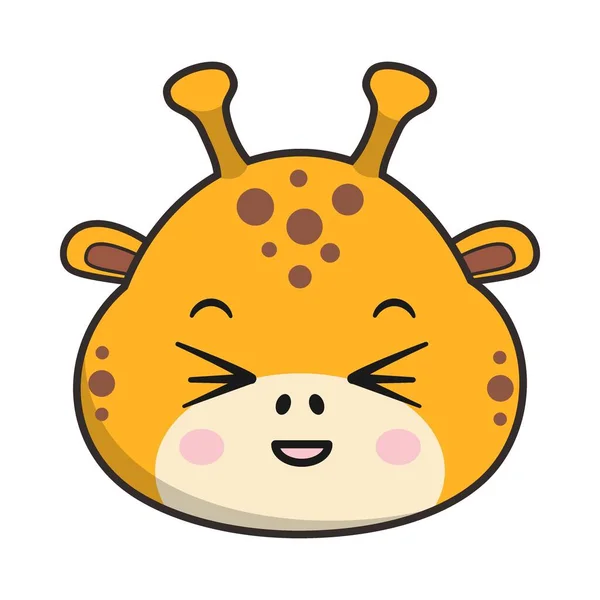 Giraffe Schielen Gesicht Sticker Emoticon Kopf Isoliert — Stockvektor