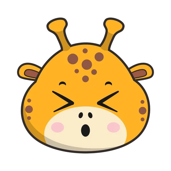 Giraffe Müde Gesicht Sticker Emoticon Kopf Isoliert — Stockvektor