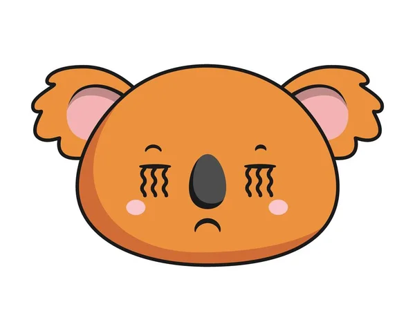 Koala Crying Face Brown Koala Sticker Kawaii Isolated — 图库矢量图片