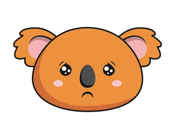 Koala Sad Face Brown Koala Sticker Kawaii Izolované — Stockový vektor