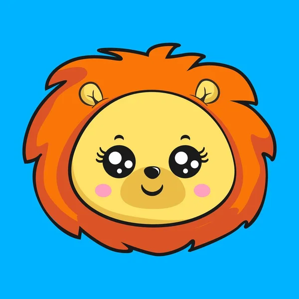 Sticker Tête Lion Sourire Kawaii — Image vectorielle