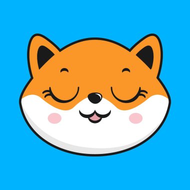 Shiba Inu Dog Smile Face Head Kawaii Sticker clipart