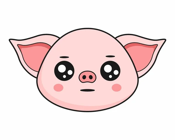 Sticker Tête Cochon Neutre Kawaii — Image vectorielle