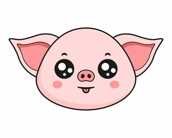 Sticker Tête Porc Langue Dehors Kawaii — Image vectorielle