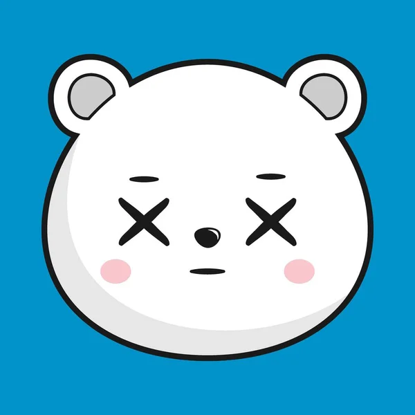 Polar Bear Dizzy Eye Face Head Etiqueta Kawaii Isolado —  Vetores de Stock