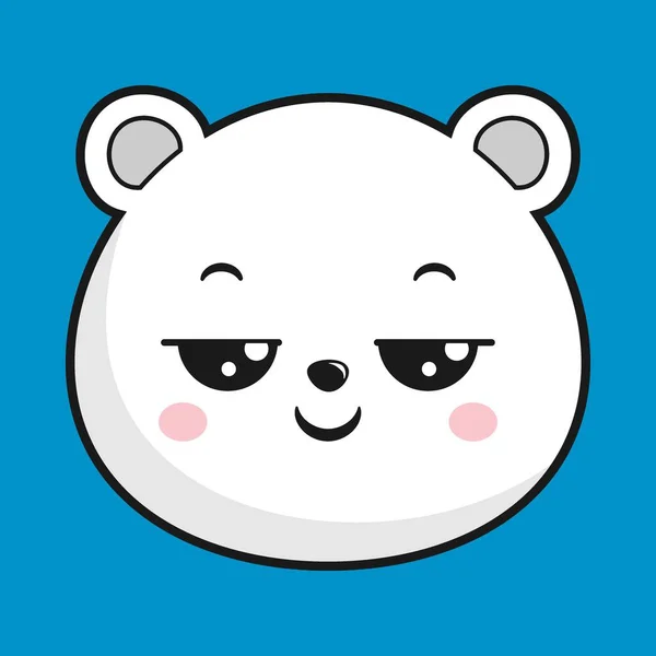 Polar Bear Pensive Face Head Kawaii Samostatný — Stockový vektor