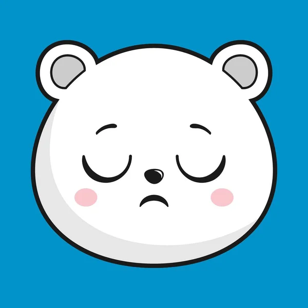 Polar Bear Sad Disappointed Face Head Kawaii Sticker Isolated — Stock Vector