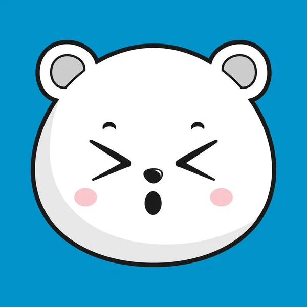 Polar Bear Tired Face Head Kawaiiシール絶縁型 — ストックベクタ