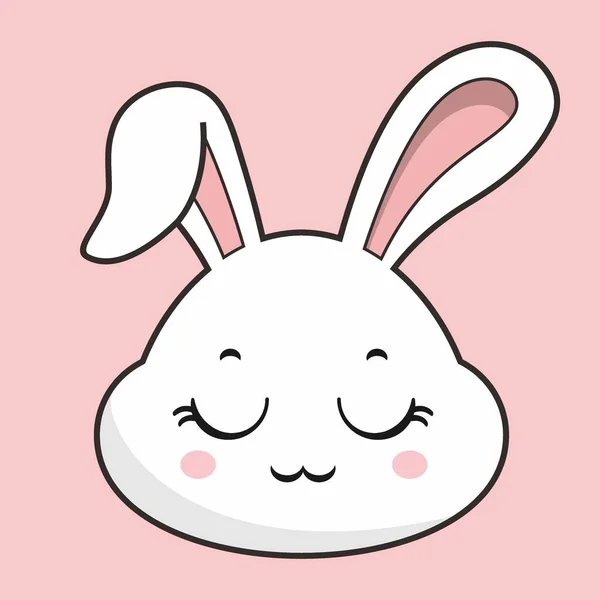 Rabbit Disappointed Face Bunny Head Kawaii Sticker — Stock Vector