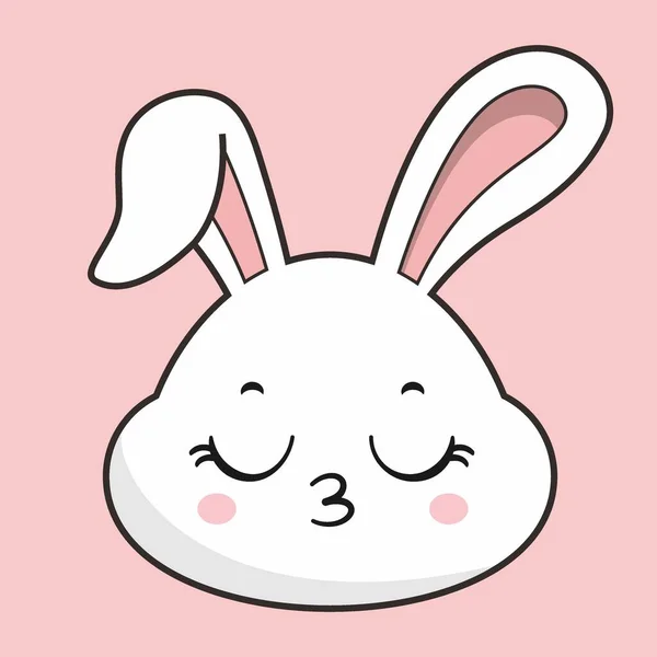 Kaninchen Küssen Gesicht Hasenkopf Kawaii Aufkleber — Stockvektor