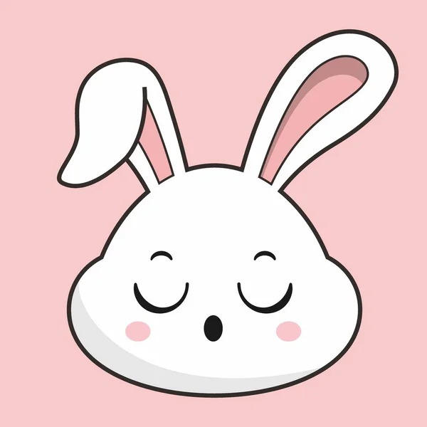 Rabbit Relieve Face Bunny Head Kawaii Sticker — Stock Vector