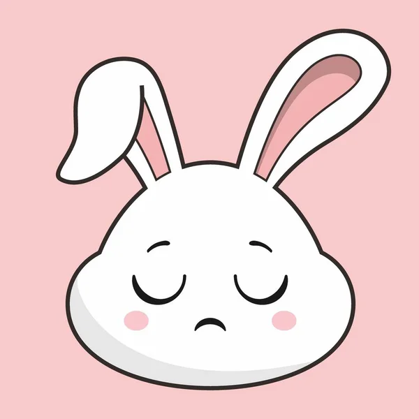 Rabbit Sad Face Hasenkopf Kawaii Aufkleber — Stockvektor
