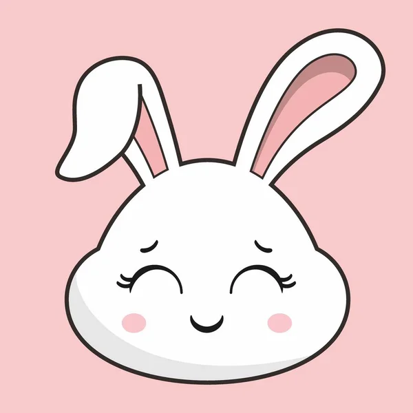 Rabbit Smile Face Hasenkopf Kawaii Aufkleber — Stockvektor