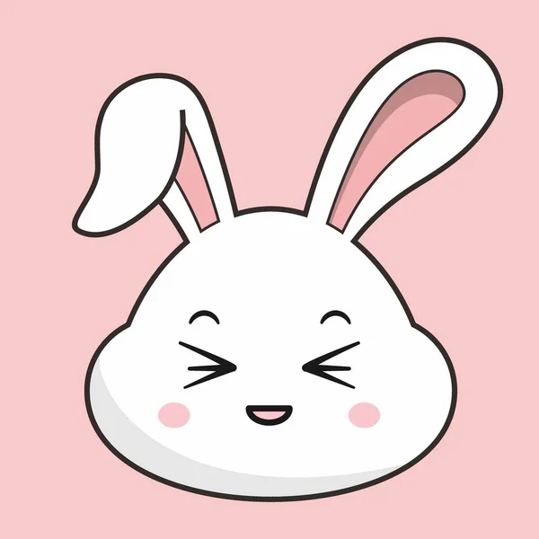 Rabbit Squinting Face Bunny Head Kawaii Sticker — Stock Vector