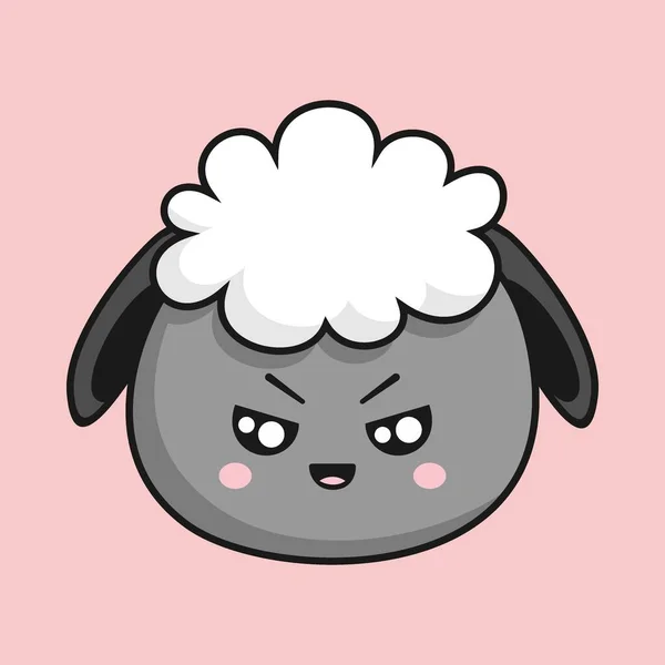 Sheep Unamused Face Cartoon Head Lamb Sticker — Stock Vector