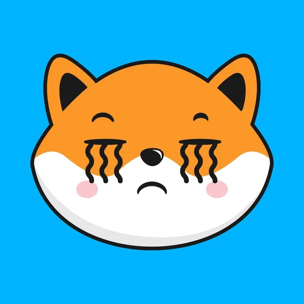 Shiba Inu Dog Crying Face Head Кавайи Стикер — стоковый вектор