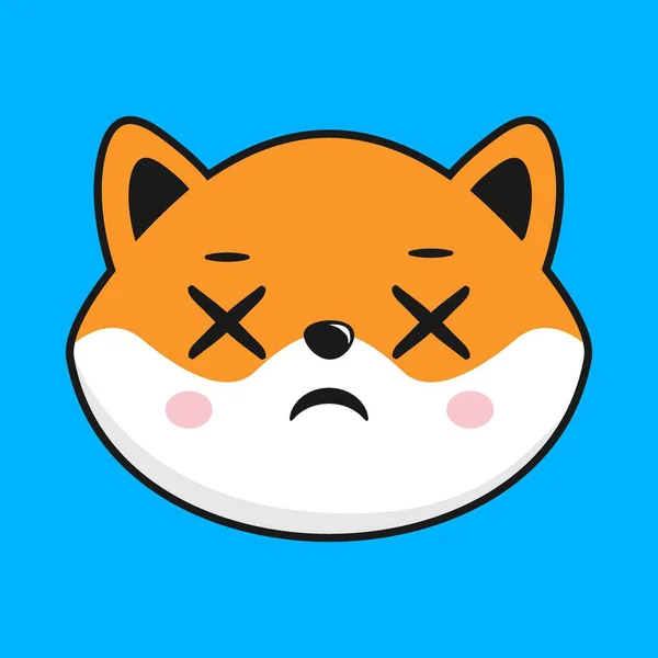 Shiba Inu Dog Dizzy Eye Face Head Etiqueta Kawaii —  Vetores de Stock