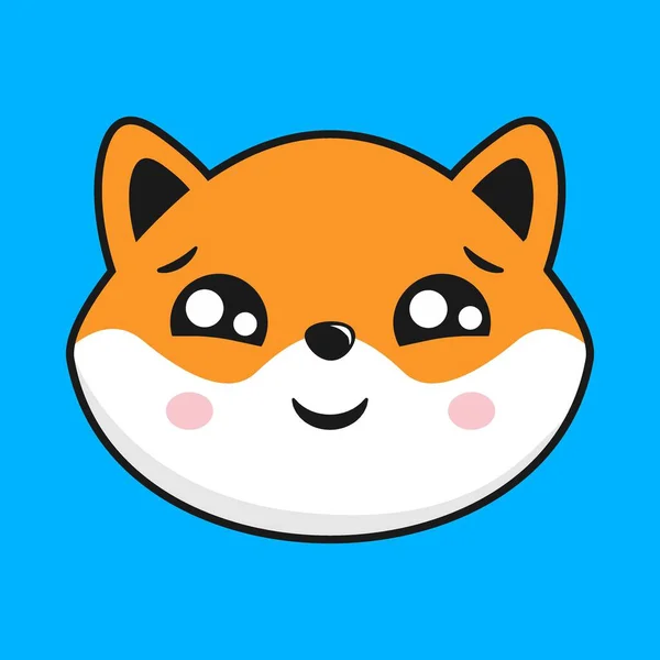 Shiba Inu Dog Shy Face Head Kawaii Sticker — Stockový vektor