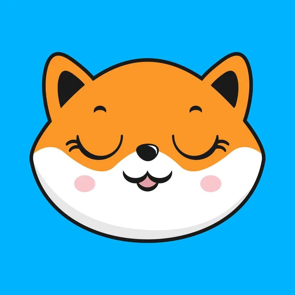 Shiba Inu Dog Smile Face Head Etiqueta Kawaii — Vetor de Stock