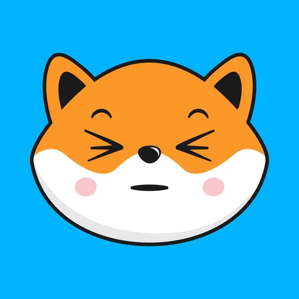 Shiba Inu Dog Schielendes Gesicht Kopf Kawaii Aufkleber — Stockvektor