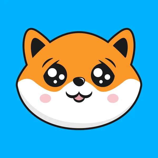 Shiba Inu Dog Worried Sad Face Head Kawaii Sticker — Stockvektor