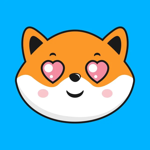 Shiba Inu Dog Heart Eyes Face Head Kawaii Autocolant — Vector de stoc
