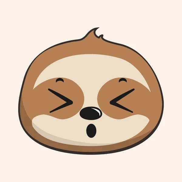 Sticker Tête Visage Fatiguée Sloth Kawaii Isolé — Image vectorielle