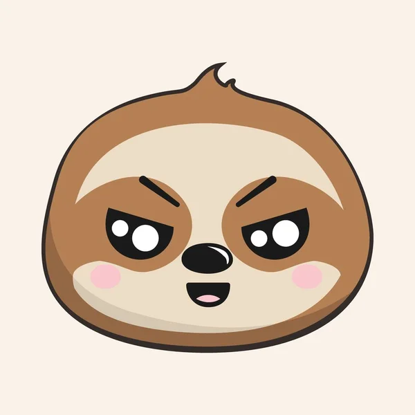 Sloth Unamused Face Head Kawaii Sticker Geïsoleerd — Stockvector
