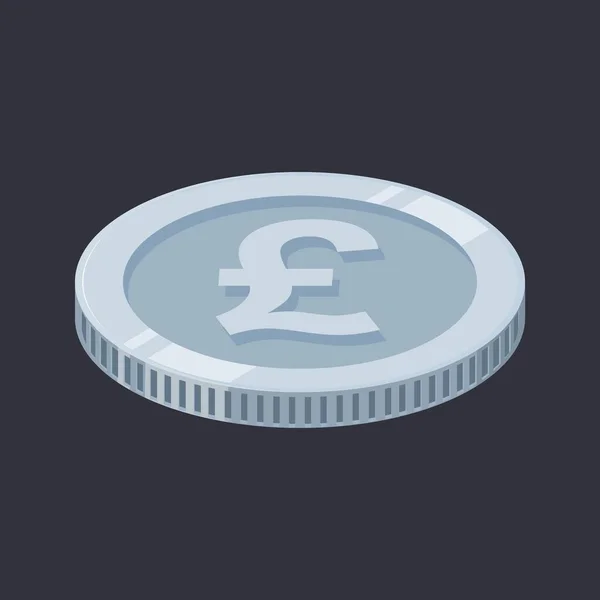 Pound Sterling Silver Coin Gbp Money Vector — Stock Vector