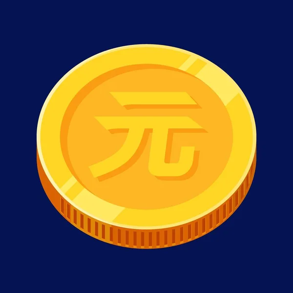 人民币硬币中国黄金货币矢量元硬币 — 图库矢量图片