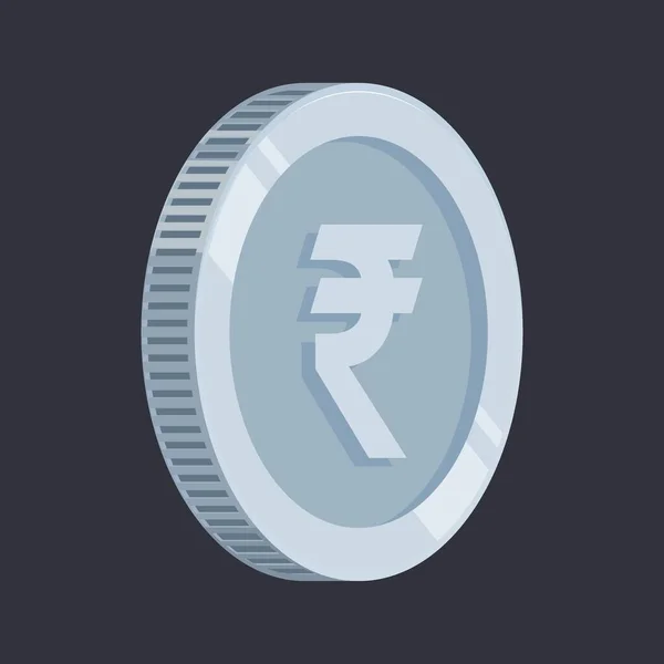 Hindistan Rupisi Gümüş Para Kalay Vektörü — Stok Vektör