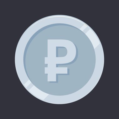 Rouble Silver Coin Rus Tin Para Vektörü