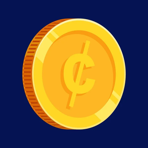 Cent Coin Gold Money Dollar Cent Vector — Stock Vector