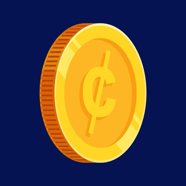 Cent Coin Gold Money Dollar Cent Vector — Stock Vector