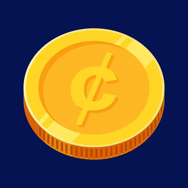 Cent Coin Gold Dollar Money Cent Vector — Stock Vector