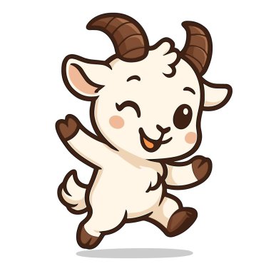 Çizgi film keçisi zıplıyor ve göz kırpıyor