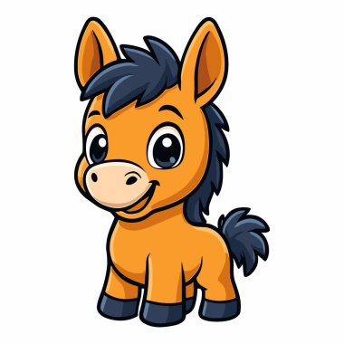 Eşek Çizgisi Küçük Midilli Çizimi Şirin Eşek Maskotu Çizimleri