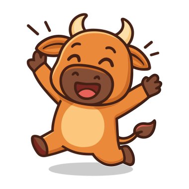 Bizon Koşan Karikatür Şirin Boğa Maskot Bisonu Çizimleri