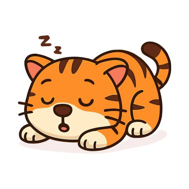 Kedi Maskotu Şirin Portakal Kedi Uyuyan Çizimler