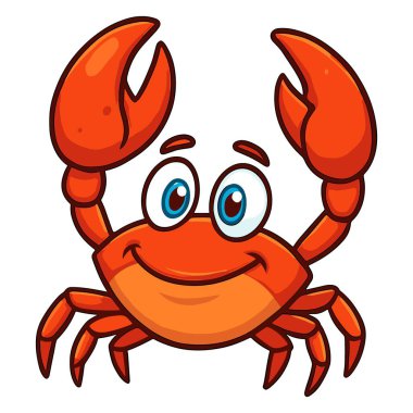 Çizgi film yengeci neşeli bir ifadeyle gülümsüyor