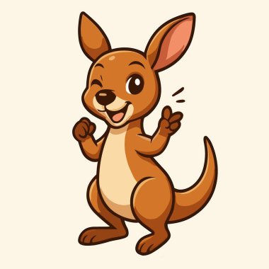 Canlandırılmış kanguru el hareketleriyle göz kırpıyor.