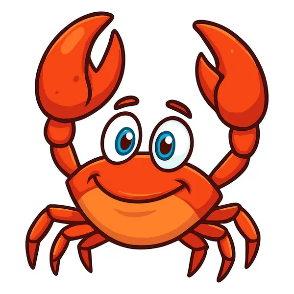 Çizgi film yengeci neşeli bir ifadeyle gülümsüyor