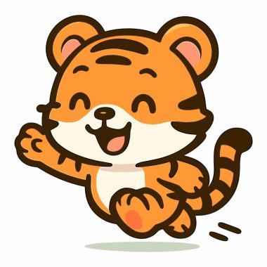 Neşeli kaplan yavrusu neşeyle sıçrıyor