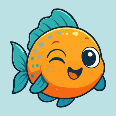 Canlandırılmış sarı balık neşe içinde tek başına yanıp sönüyor.