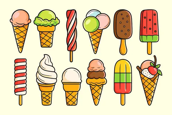 dondurma vektör çizimleri gelato koleksiyonu kümesi grubu