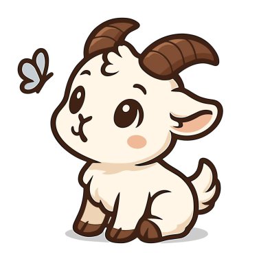 Şirin bir keçi çizgi filmi sevimli keçi maskotu çizimleri