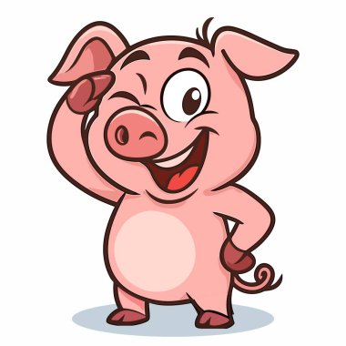 Tatlı domuz çizgi filmi şirin domuz maskotu çizimleri