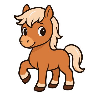 Çizgi film atı sevinçle bacak çizimlerini kaldırır.